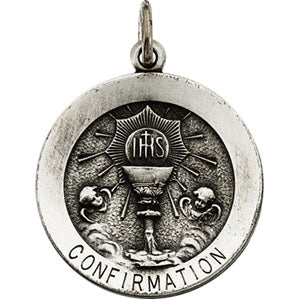 Sterling Silver Round Confirmation Cup Pendant Pendant with Chain