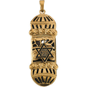 14K Yellow Gold Mezuzah Pendant at Catholic Shop