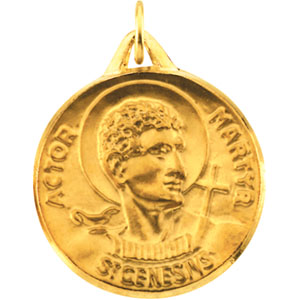 14K Yellow Gold Saint Genesius Pendant