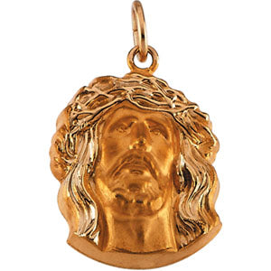 14K Yellow Gold Head Of Jesus with Crown Pendant