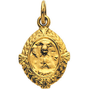14K Yellow Gold Jesus, Mary, And Joseph Medal at Catholic Shop