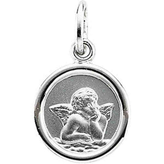 White Gold Round Angel Pendant Pendant