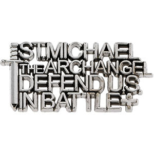 White Gold St. Michael Lapel Pin at Catholic Shop