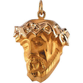 14K Yellow Gold Head Of Jesus with Crown Pendant