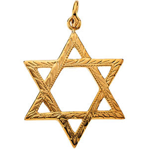 14K Yellow Gold Star Of David Pendant