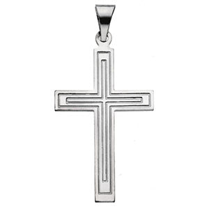 14K White Gold Cross Pendant