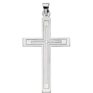 14K White Gold Cross Pendant