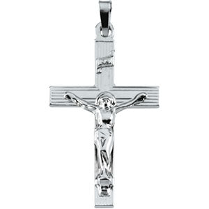 14K White Gold Crucifix Pendant