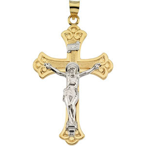 14K Yellow Gold Two Tone Crucifix Pendant