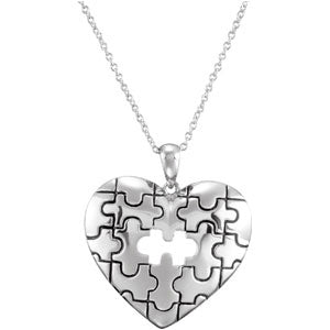 Sterling Silver Pc Of My Heart Neck with CaRound & Box