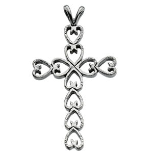 14K White Gold Cross Pendant