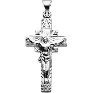 14K White Gold Crucifix Pendant