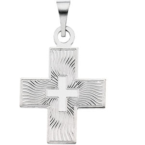 14K White Gold Greek Cross Pendant