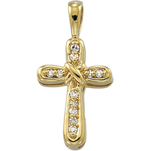 14K Gold Cross Pendant with Diamond