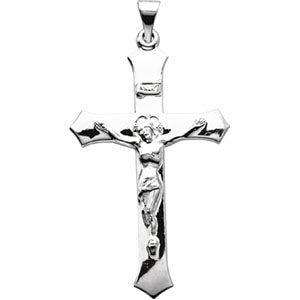 14K White Gold Crucifix Pendant