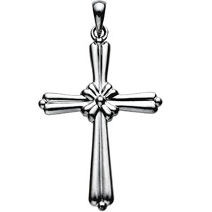 14K White Gold Cross Pendant