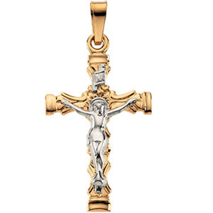 14K Yellow/White 21.5x14.5 mm Crucifix Pendant