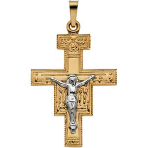 14K Yellow Gold San Damiano Cross Pendant