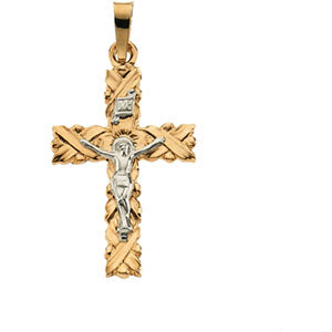 14K Yellow/White 51.5x28.5 mm Crucifix Pendant