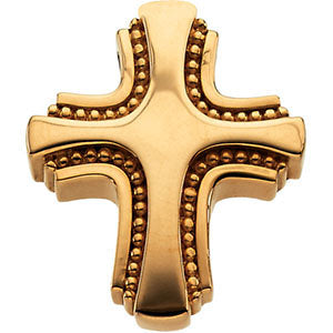 14K Gold Cross Pendant Slide