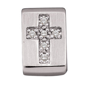 White Gold Diamond Cross Pendant Slide at Catholic Shop
