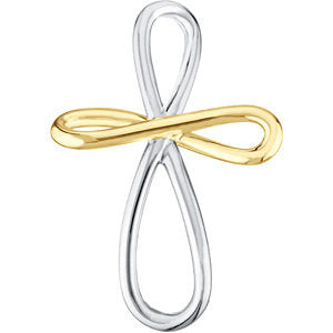 Sterling Silver & 14K Gold Metal Fashion Cross Pendant