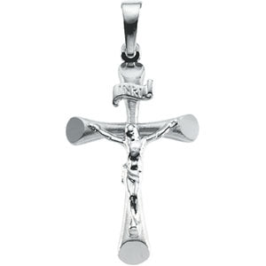 14K White Gold Crucifix Pendant
