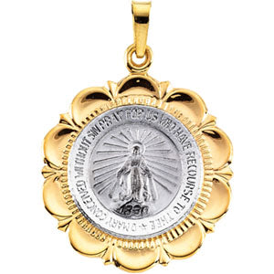 14K White Gold/Yellow Two Tone Miraculous Medal