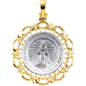 14K White Gold/Yellow Two Tone Miraculous Medal