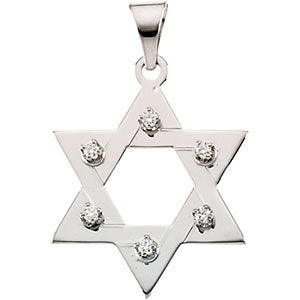14K White 1/5 CTW Diamond Star of David Pendant