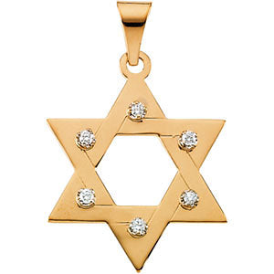 14K Gold 1/5 CTW Diamond Star of David Pendant