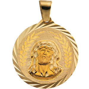 14K Yellow Gold Guadalupe with Jesus Pendant