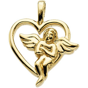 14K Yellow Gold Angel Heart Pendant