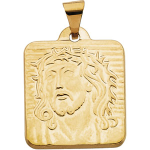 14K Yellow Gold Face Of Jesus Pendant