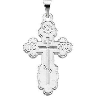 14K White Gold Die Struck Orthodox Cross