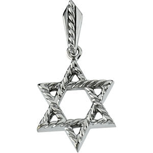 14K White Star of David Pendant