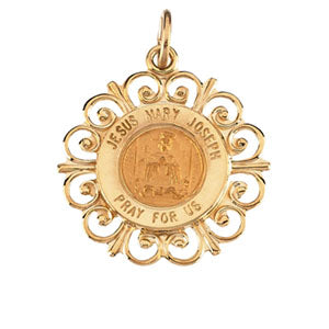 14K Yellow Gold Altagracia Holy Fmly Pendant Medal at Catholic Shop