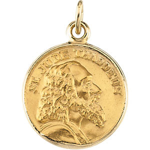 14K Yellow Gold Round St Jude Thaddeus Pendant Pendant