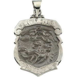 14K White Gold Hollow St. Michael Medal at Catholic Shop