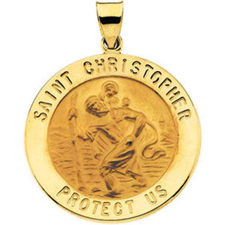 14K Yellow Gold Round Hollow St. Christopher Pendant
