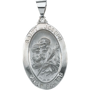 14K Yellow Gold Hollow Oval St. Joseph Medal at Catholic Shop