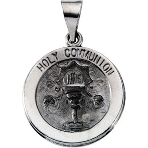14K White Gold Hollow Holy Communion Medal at Catholic Shop