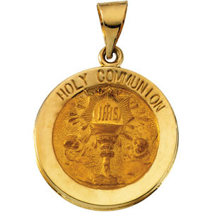 14K Yellow Gold Hollow Holy Communion Medal at Catholic Shop
