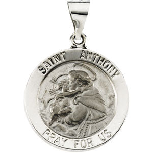 14K Yellow Gold Hollow Round St. Anthony Pendant