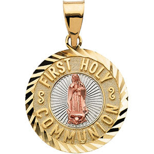 14K Yellow Gold Tri First Holy Communion Med at Catholic Shop