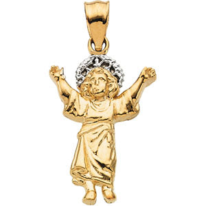 14K Yellow Gold/White Tt Divino Nino Infant Jesus