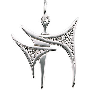 Sterling Silver 16.75x17.75 MM Chai Pendant