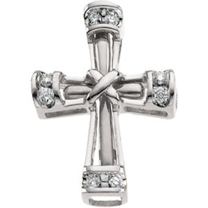 14K White Gold Diamond Unity Cross