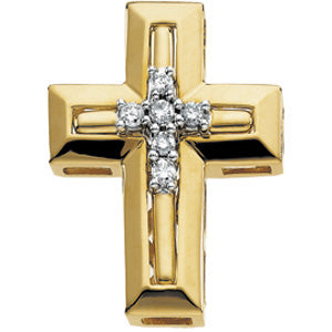 14K Yellow Gold 14Ky Rhod Pltd Diamond Unity Cross
