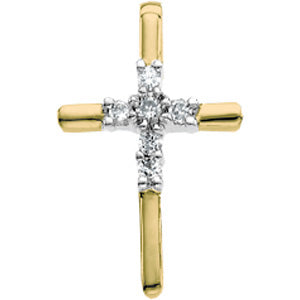 14K Yellow Gold 14Ky Rhod Pltd Diamond Unity Cross